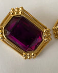Purple Gems Costume Clip-On Earrings