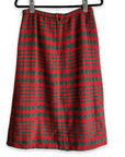 Red Green Herringbone Pleated Skirt