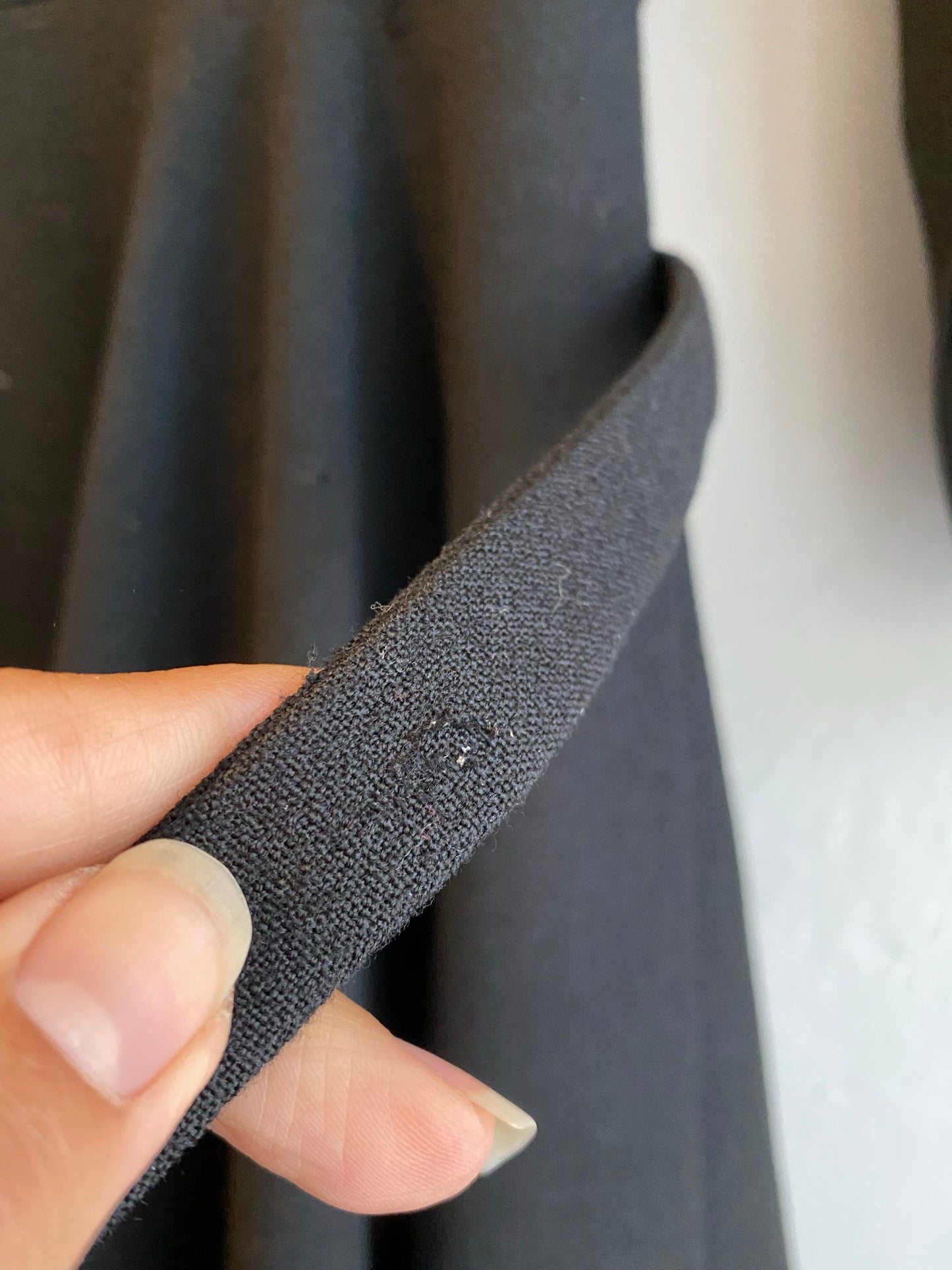 Archival Geoffrey Beene black dress — fabric and lining interior detail