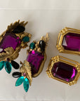 Purple Gems Costume Clip-On Earrings